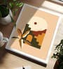 Framed Wall Hanging Art Prints Sun, Moon with Mountains Landscape For Home Decor