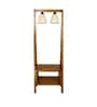 Francis Wooden Shelf Floor Lamp with Wooden Shade & Brown Base