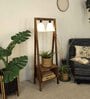 Francis Wooden Shelf Floor Lamp with Wooden Shade & Brown Base