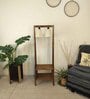 Francis Wooden Shelf Floor Lamp with Wooden Shade & Brown Base