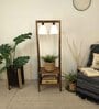 Francis Wooden Shelf Floor Lamp with Wooden Shade & Brown Base