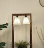 Francis Wooden Shelf Floor Lamp with Wooden Shade & Brown Base