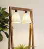 Francis Wooden Shelf Floor Lamp with Wooden Shade & Brown Base