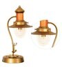 Franklin Antique Brass Shade Table Lamp With Metal & Glass Base