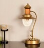 Franklin Antique Brass Shade Table Lamp With Metal & Glass Base