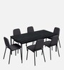 Franky Metal 6 Seater Dining Table In Black Colour