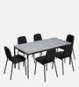Franky Metal 6 Seater Dining Table In White Colour