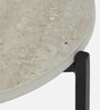 Franz Metallic End Table With Black Base & Travertine Top