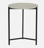 Franz Metallic End Table With Black Base & Travertine Top
