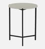 Franz Metallic End Table With Black Base & Travertine Top