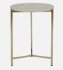 Franz Metallic End Table With Golden Base & Travertine Top