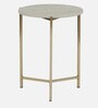 Franz Metallic End Table With Golden Base & Travertine Top
