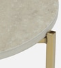 Franz Metallic End Table With Golden Base & Travertine Top