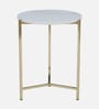 Franz Metallic End Table with Golden Base & White Porcelain Top