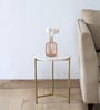 Franz Metallic End Table with Golden Base & White Porcelain Top