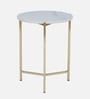 Franz Metallic End Table with Golden Base & White Porcelain Top