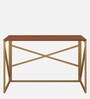Freddie Metal Writing Table in Gold & Walnut Finish