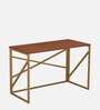 Freddie Metal Writing Table in Gold & Walnut Finish