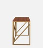 Freddie Metal Writing Table in Gold & Walnut Finish