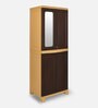 Freedom Plastic Kids 2 Door  Wardrobe with Mirror In Weather Brown & Biscuit Colour