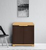 Freedom Plastic Kids 2 Door Narrow Wardrobe In Weather Brown & Biscuit Colour