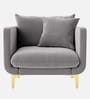 Frejol Velvet 1 Seater Sofa In Grey Colour