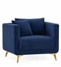 Frejol Velvet 1 Seater Sofa In Navy Blue Colour