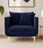Frejol Velvet 1 Seater Sofa In Navy Blue Colour