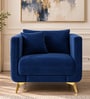Frejol Velvet 1 Seater Sofa In Navy Blue Colour