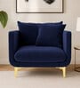 Frejol Velvet 1 Seater Sofa In Navy Blue Colour