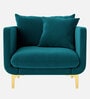 Frejol Velvet 1 Seater Sofa In Teal Blue Colour