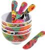 French Bull- Floral Multicolour Melamine (Set of 4) Spreader Set