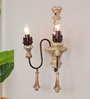 French Rustic Brown 22 Inch Wooden & Iron Dual Candlelight Wall Lamp