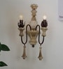 French Rustic Brown 22 Inch Wooden & Iron Dual Candlelight Wall Lamp