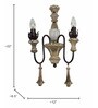 French Rustic Brown 22 Inch Wooden & Iron Dual Candlelight Wall Lamp