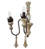 French Rustic Brown 22 Inch Wooden & Iron Dual Candlelight Wall Lamp