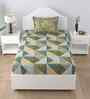 Fresh Green Autumn Delight Single 186 TC Cotton Bedsheet With 1 Pillow Cover