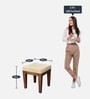 Fresno Solid Wood Seating Stool in Beige Colour
