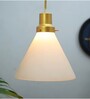 Frost Cone Vintage Adjustable Hanging Pendant Light with White Frosted Glass Shade