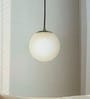 Frosted 6 inch Globe Pendant Light with Antique Brass Fixture