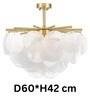 Frosted Glass Disc Chandelier in Gold Finish