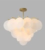 Frosted Glass Disc Chandelier in Gold Finish