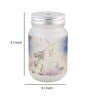 Frosted Glass Jar With Handle & Straw, Beige & Blue Floral Print, 400Ml