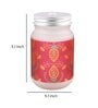 Frosted Glass Jar With Handle & Straw, Red & Orange Mehendi Print, 400Ml