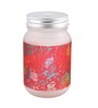 Frosted Glass Jar With Handle & Straw, Red Floral Print, 400Ml