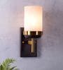 Caged Metal Wall Mounted Uplight Sconce (White)