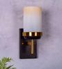 Caged Metal Wall Mounted Uplight Sconce (White)