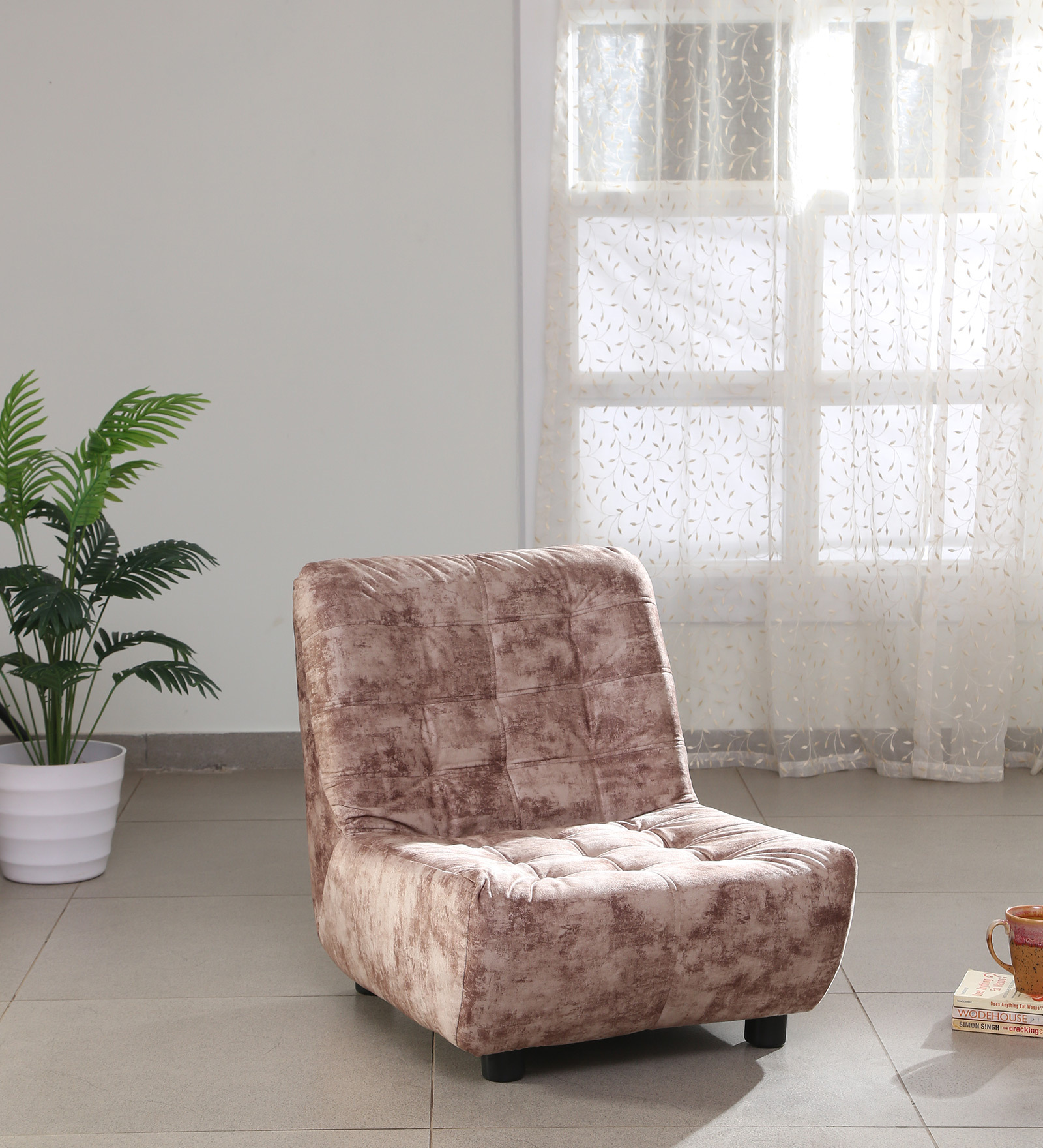 FS- Love Seat Slipper Chair In Light Brown Color
