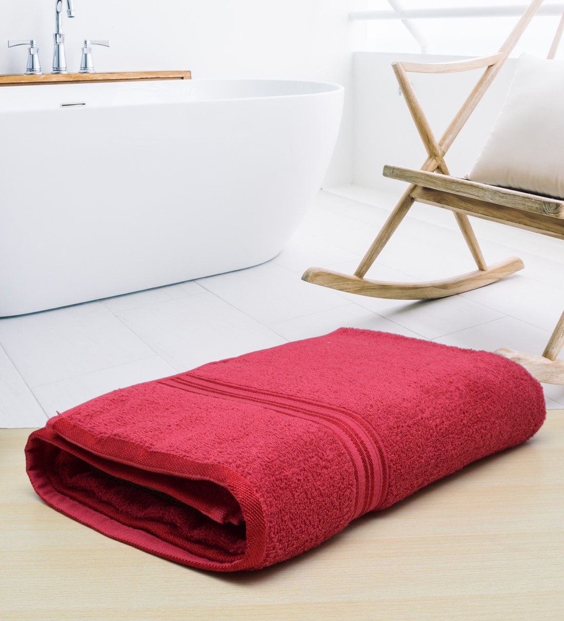 Buy Fuchsia Red Solid 500 GSM Cotton Bath Towel by Rangoli at 18 OFF