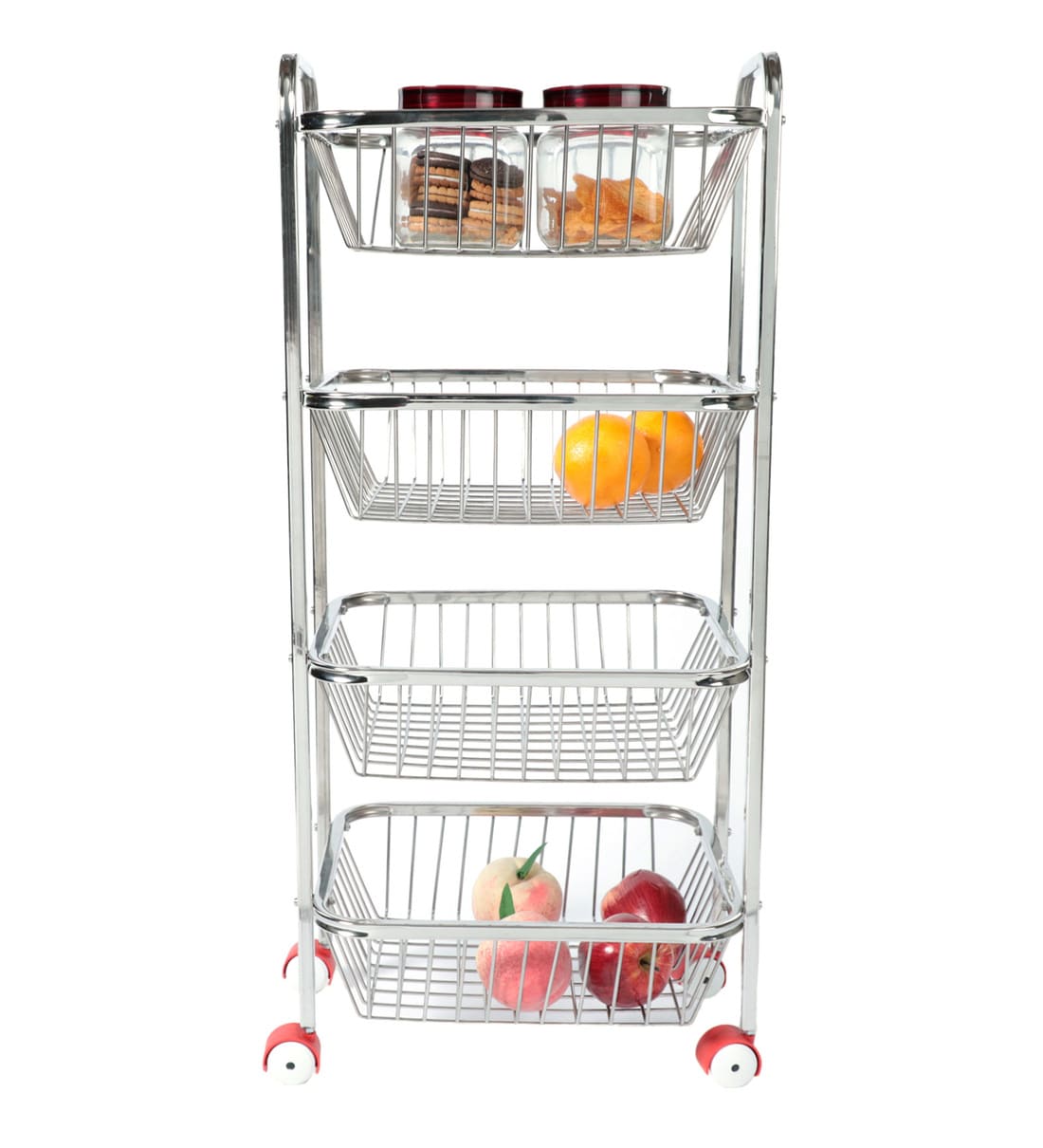 Buy Stainless Steel Silver 4 Tier Kitchen Trolley By Furntec at 25 OFF